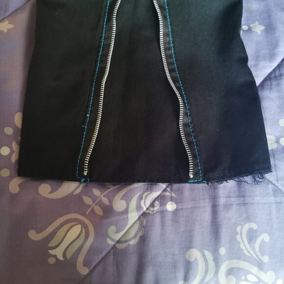 Tripp NYC black blue women's juniors bondage pants size 11 zippers suspenders - Picture 12 of 14